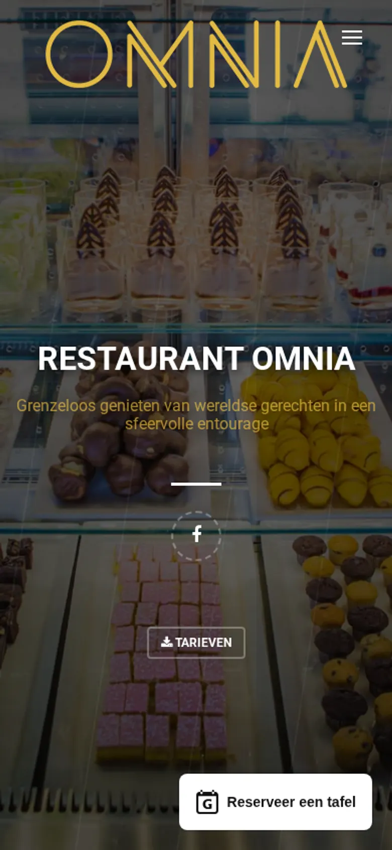 De huidige homepage van restaurantomnia.nl op een telefoon